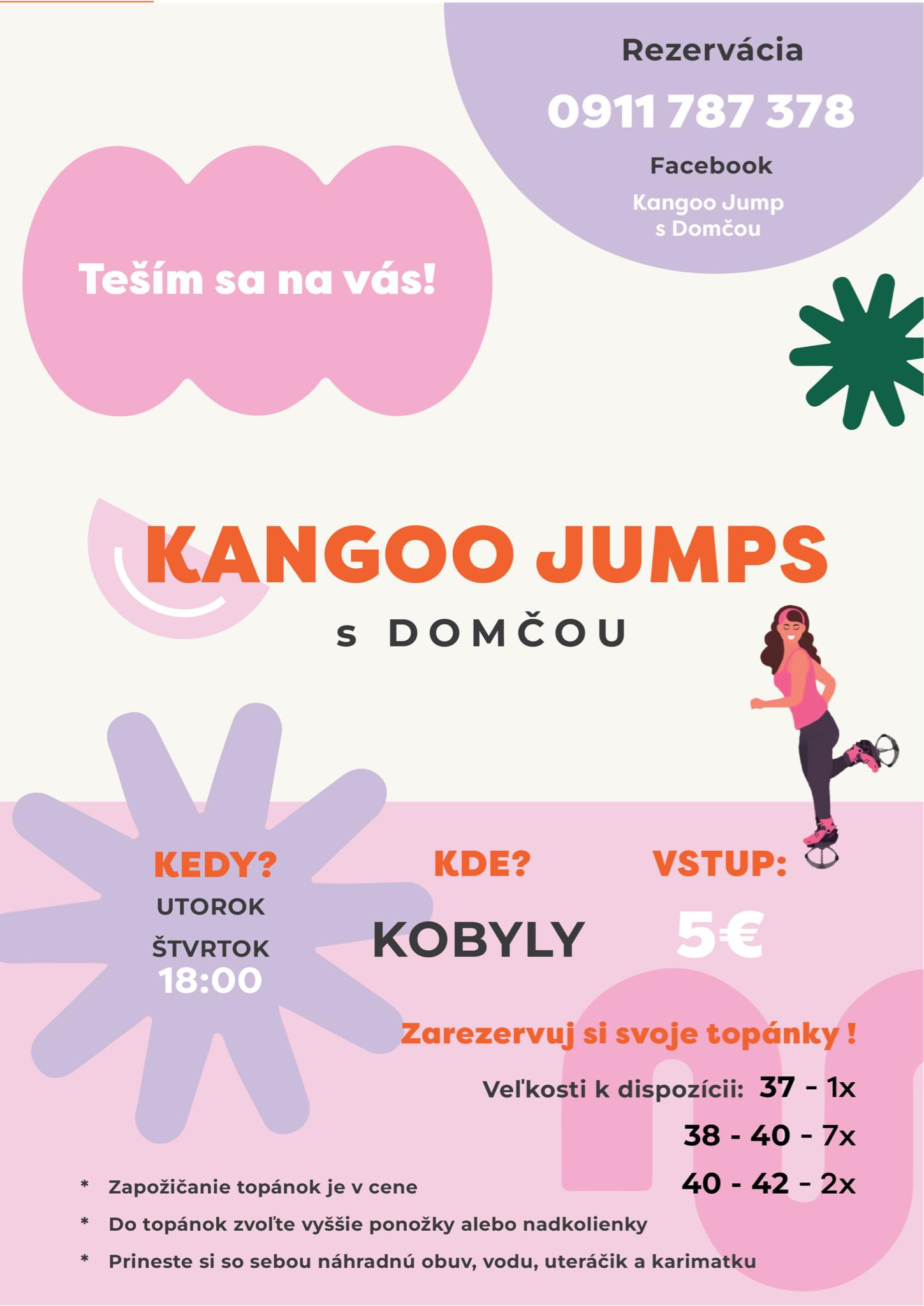 Pozvánka na cvičenie Kangoo Jump s Domčou