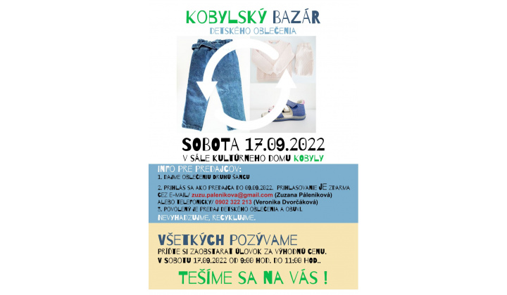 Kobylský bazár detského oblečenia - 17.9.2022