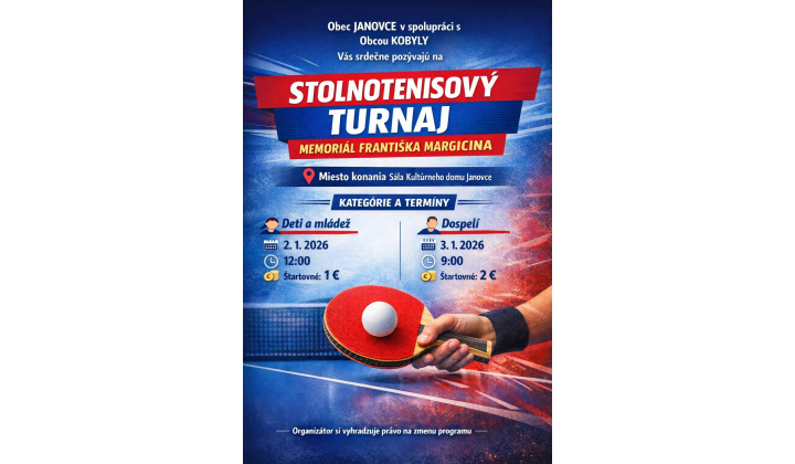 Memoriál Františka Margicina - stolnotenisový turnaj