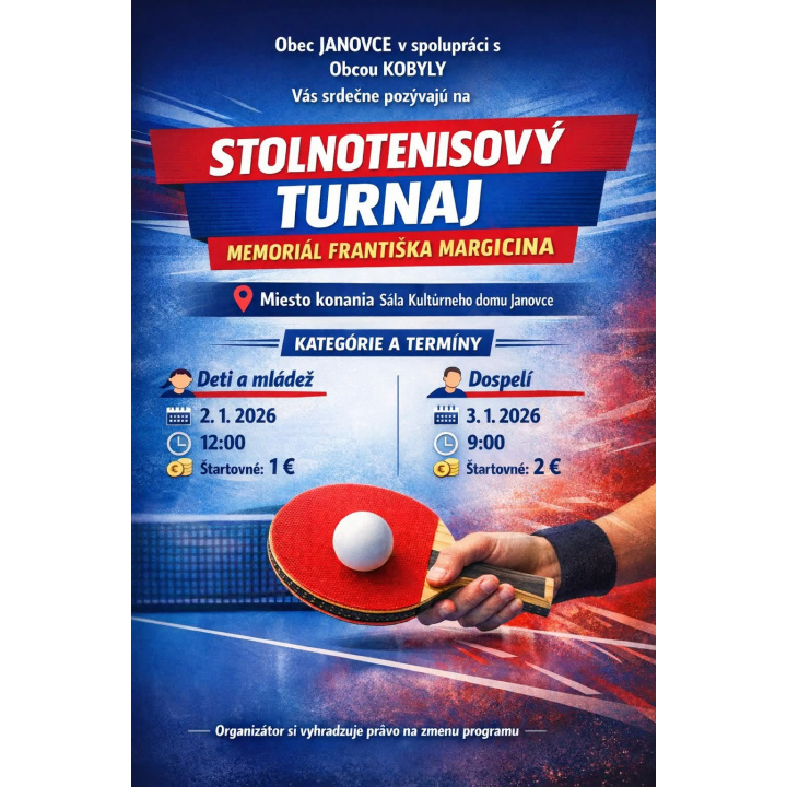 Memoriál Františka Margicina - stolnotenisový turnaj