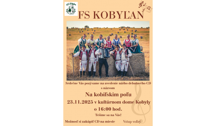 Pozvánka FS KOBYĽAN na uvedenie CD do života