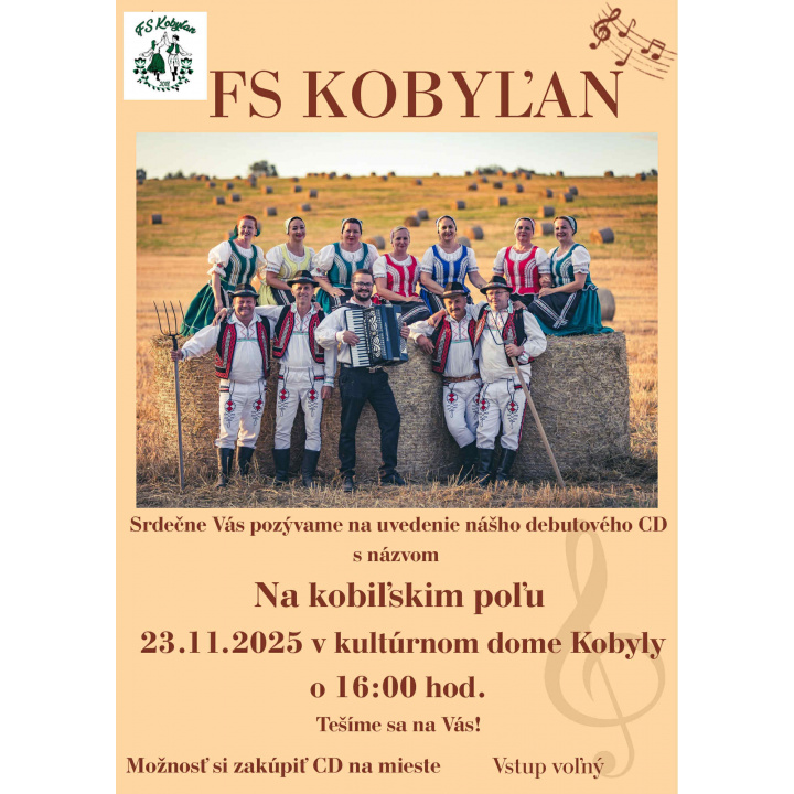 Pozvánka FS KOBYĽAN na uvedenie CD do života