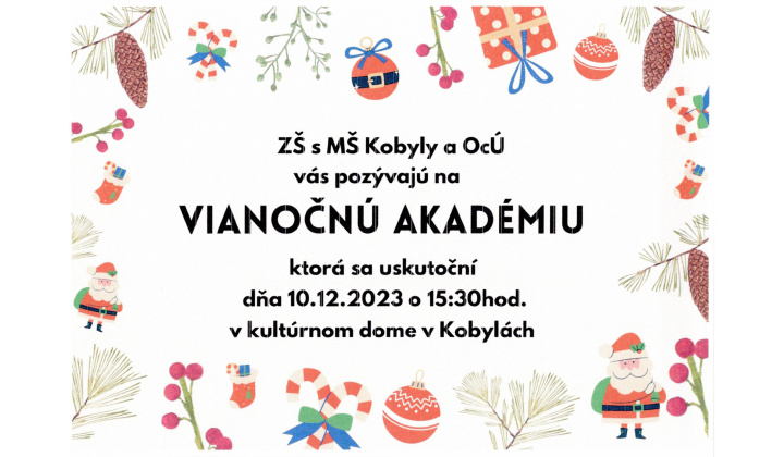Pozvánka na VIANOČNÚ AKADÉMIU