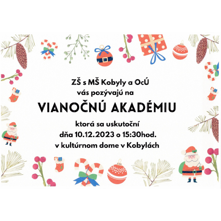 Pozvánka na VIANOČNÚ AKADÉMIU