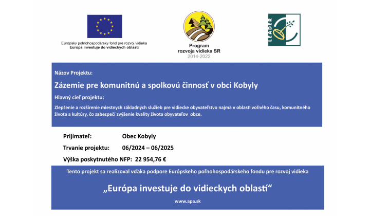 Zázemie pre komunitnú a spolkovú činnosť v obci Kobyly