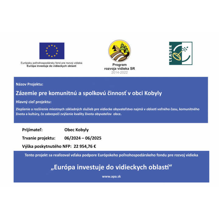 Zázemie pre komunitnú a spolkovú činnosť v obci Kobyly
